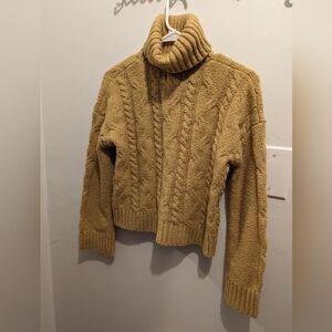 Mustard yellow pink rose sweater